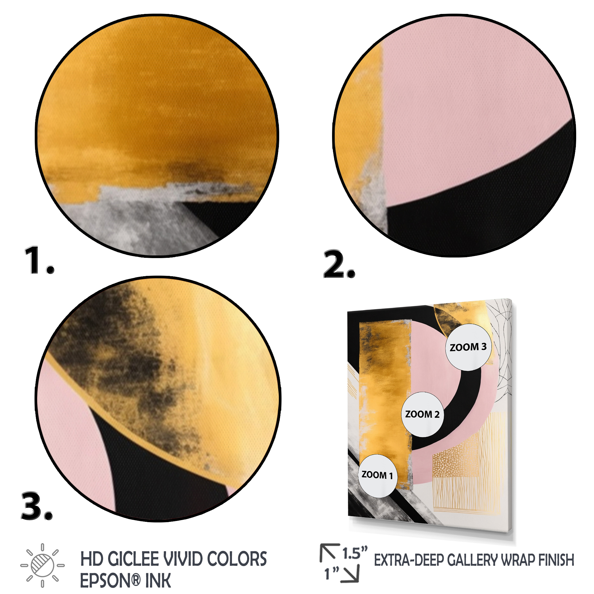 Designart Pink And Gold Art Deco IV Canvas Wall Art