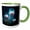 Green/White, variant on 3drose, Gowing Furry Creatures with Tendrils and Large Eyes, in a Dark Forest., 11oz Two-tone Green Mug