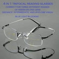 thumbnail image 2 of Progressive Multifocal Reading Glasses Blue Light Blocking for Men for Women,No Line Trifocal Readers, Half Rim Metal Frame, Memory Titanium Arm, Reading Glasses + 3.50, 2 of 3