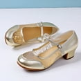 thumbnail image 7 of Miluxas Women Latin Dance Shoes Low Heel Ballroom Dance Shoes Ballet Flat Mary Jane Shoes for Women Gold 6.5(38), 7 of 7