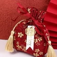 thumbnail image 4 of HUGFEGWE Ribbon Bow Drawstring Bag, Portable Party Bowknot Floral Tassel Handbag, Wedding Candy Bag Drawstring Candy Bag Party Favor(B) U2537-14733, 4 of 7