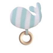 Manhattan Toy Whale Knit Baby Rattle with Wooden Teether
