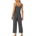 thumbnail image 3 of INSPIRE CHIC Women's Cami Top with Lace Trim Capri Pant 2 Pcs Pajama Set Soft Modal Loungwear Sleepwear S Gray, 3 of 6