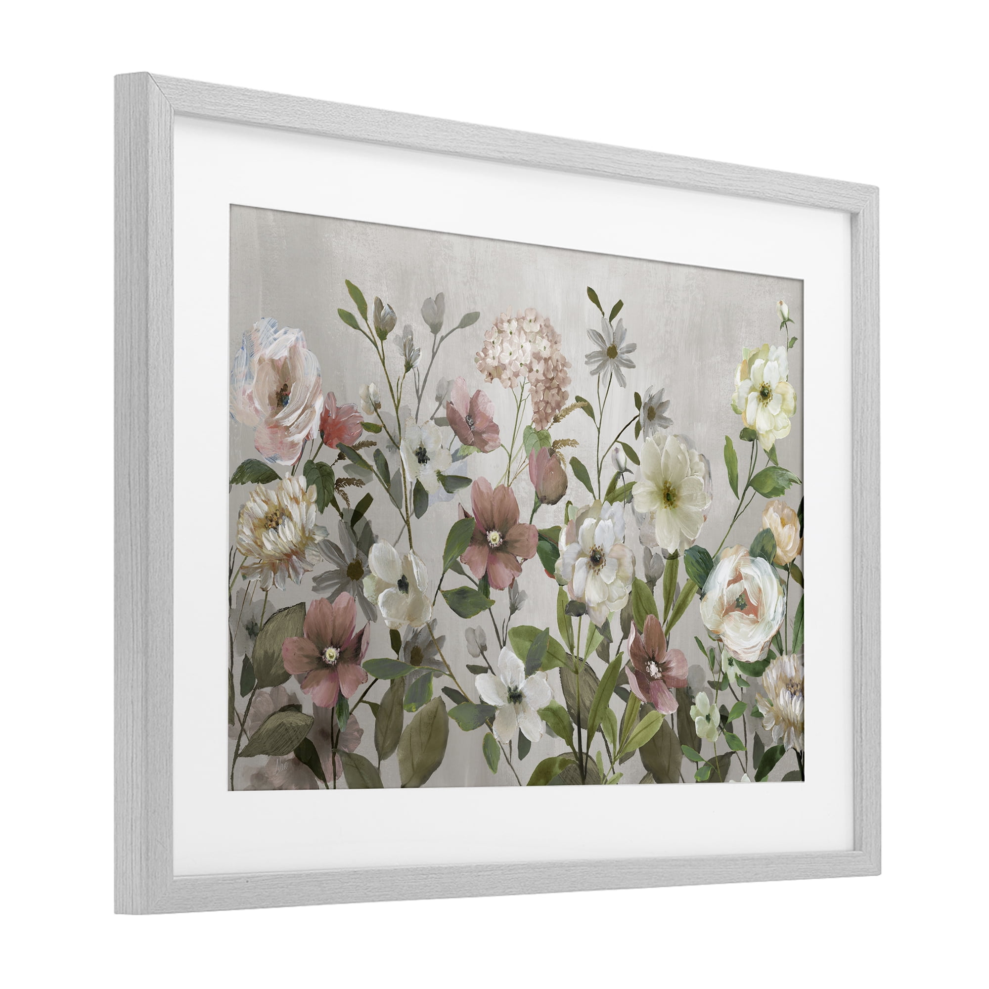 Stupell Industries Garden Meadow Arrangement Gray Framed Print Under Glass, design by Nan