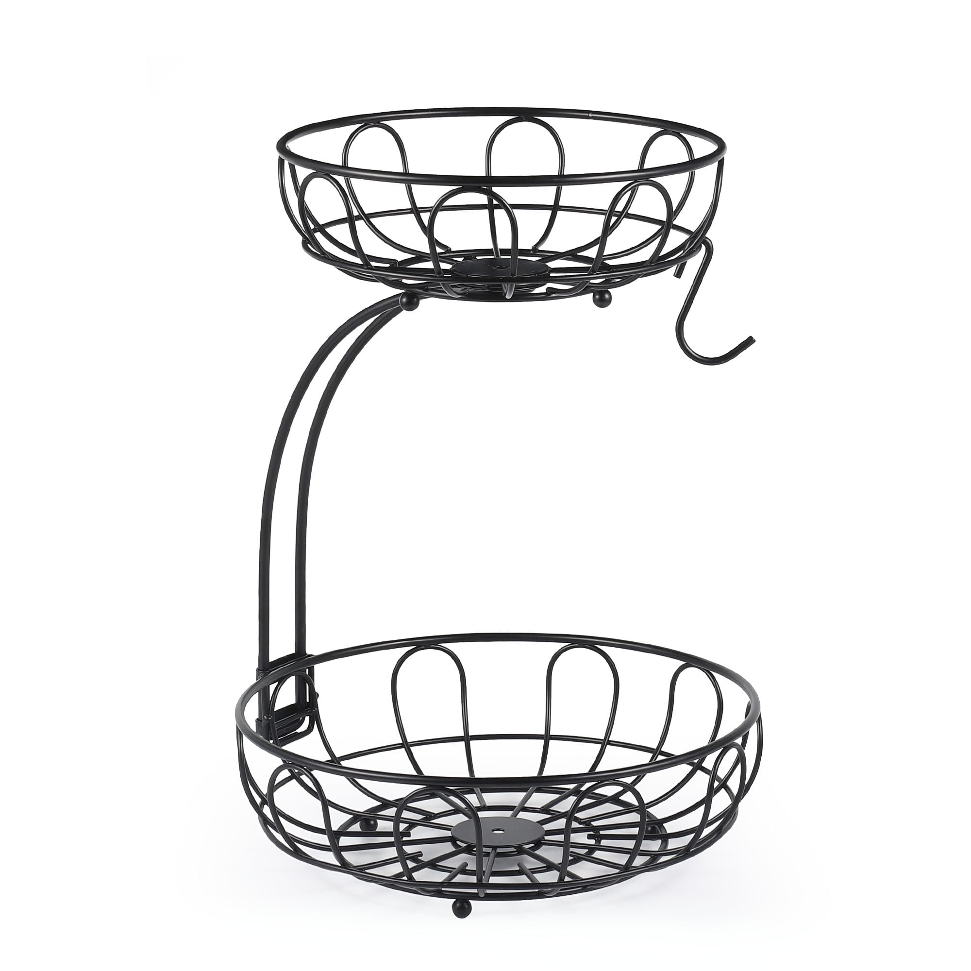 2 Tier Countertop Metal Detachable Fruit Storage Basket with Banana