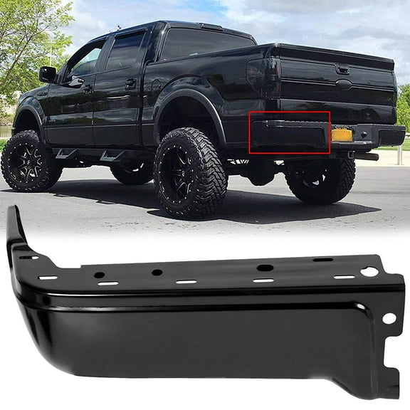 Kojem Rear Step Bumper Face Bar End Caps Black Powder Coated Pickup Driver Side Compatible with 2009-2014 Ford F150 Styleside