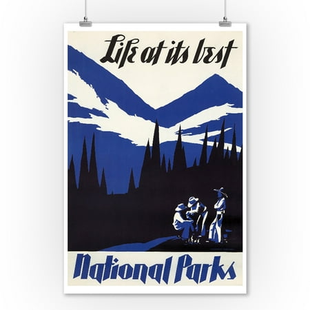 National Parks - Life at Its Best Vintage Poster (artist: Waugh) USA c. 1934 (9x12 Art Print, Wall Decor Travel (Best Parks In Usa)