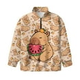 thumbnail image 4 of Uorisanigo Girls Sweatshirts Soft Long Sleeve Pullover Crop Tops Oversized School Watermelon Capybara Quarter-Zip Jacket Shirts Fall Trendy Clothes Cropped Pullover Hoodies, 4 of 7