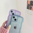 thumbnail image 5 of for iPhone 12 Case 6.1" Curly Wave Edge Design Transparent Bling Glitter Star Shiny Case Cute Clear Transparent Full Protection Soft TPU Shockproof Phone Cover for Women Girls, Blue, 5 of 14
