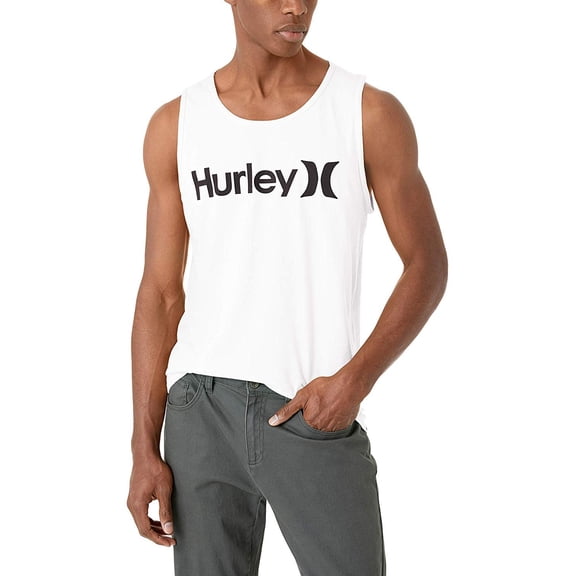 Hurley Men's One & Only Graphic Tank Top, White/Black/(Black), XXL