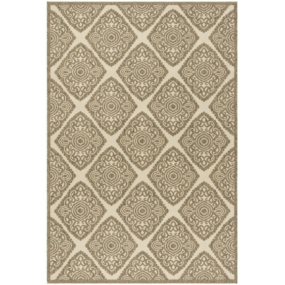 SAFAVIEH Beach House Issam Geometric Indoor/Outdoor Area Rug Cream/Beige, 5'3" x 7'6"