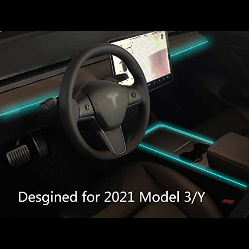 Tesla Model 3 Model Y Car Interior LED Strip Lights 16 Million Colors Neon Light Tubes with APP Controller Center Console + Dashboard Light 