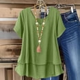 thumbnail image 2 of Shirts for Women Plus Size Crew Neck Short Sleeve Solid Color Workout Tops for Women Beach Vacation Clothes Travel Business Casual Outfits, 2 of 10
