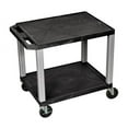 thumbnail image 2 of H. Wilson Tuffy 2-Shelf A/V Cart with Electric, Black Shelves and Nickel Legs, 2 of 2