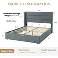 thumbnail image 4 of Sha Cerlin Queen Size Lift Up Hydraulic Storage Bed Frame, Platform Bed with Fabric Upholstered Wingback Headboard, No Box Spring Needed, Blue Gray, 4 of 14