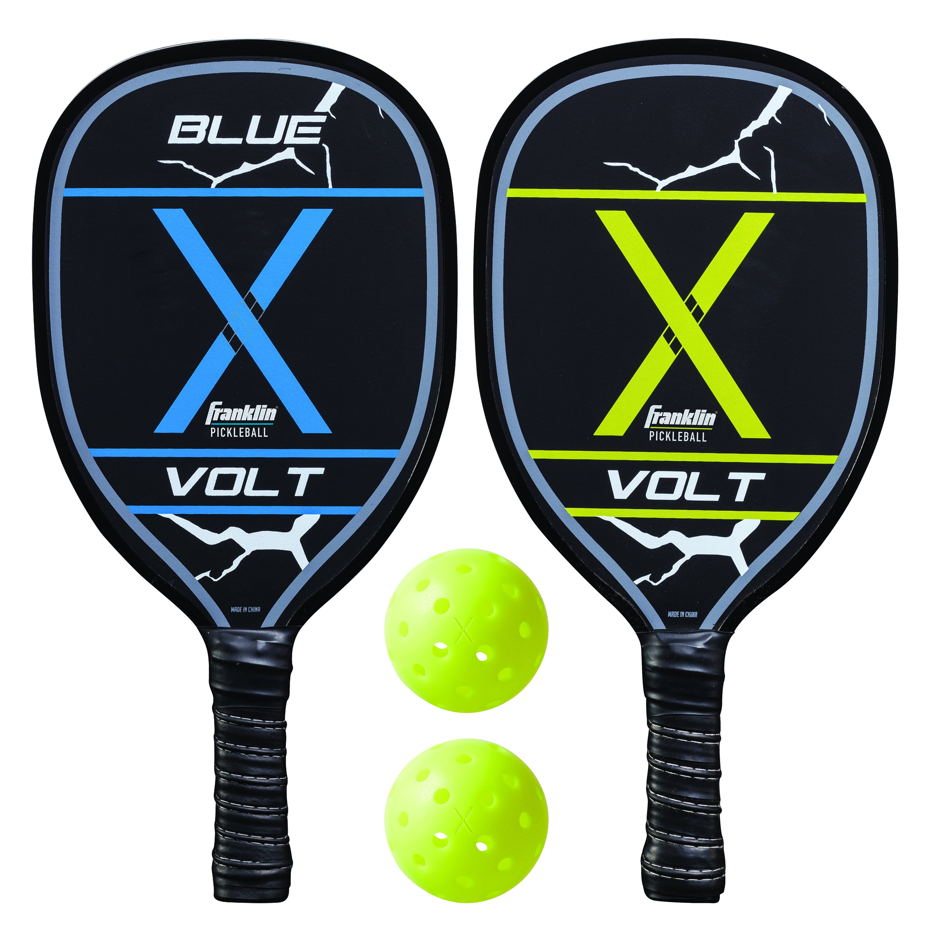 Pickleball Paddles and Pickleballs Set 2 Wood Paddles and X40 Balls