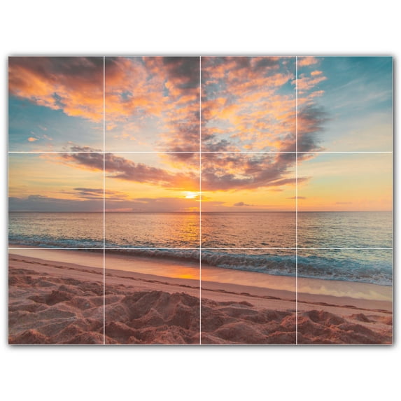 Picture-Tiles.com: Sunset Ceramic Tile Wall Mural WAL500983-43M. 24"W x 18"H using (12) 6" x 6" Ceramic Tiles-Satin Finish