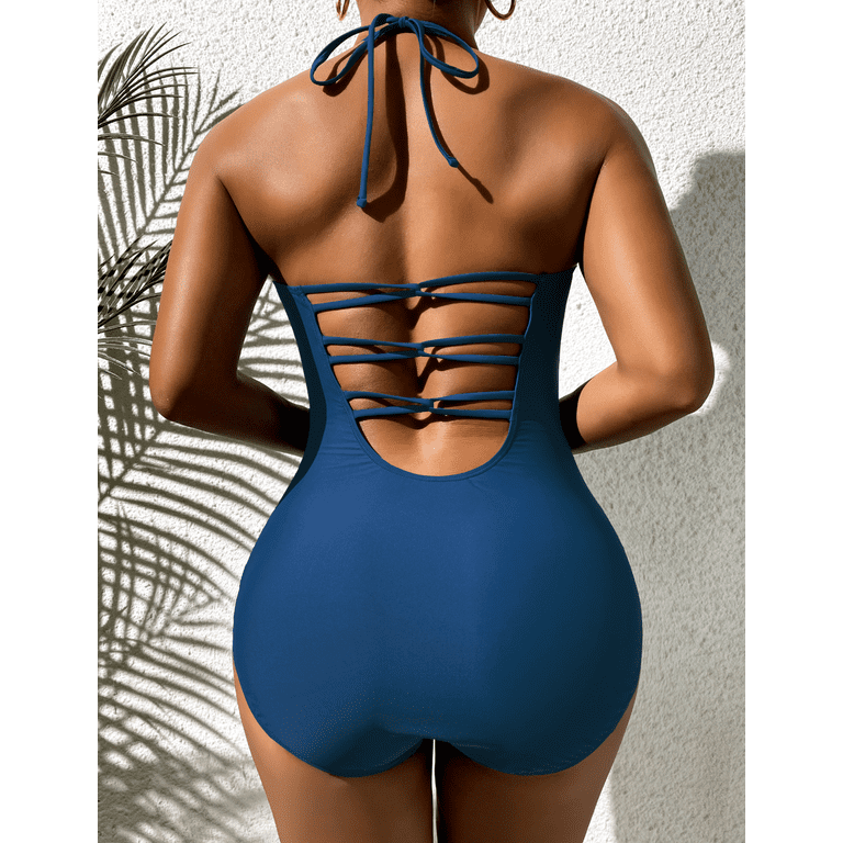 One Piece Bathing Suit for Women Back Backless Slimming Swimsuit