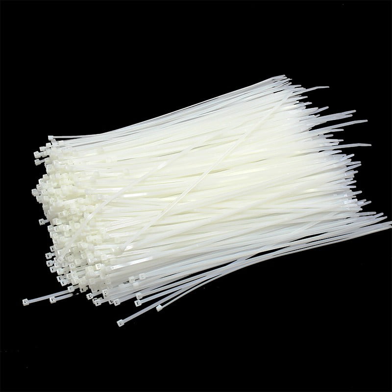 100 8" Inch Long 18# Pound NYLON Natural White Cable Zip Ties Ty Wraps MADE USA 