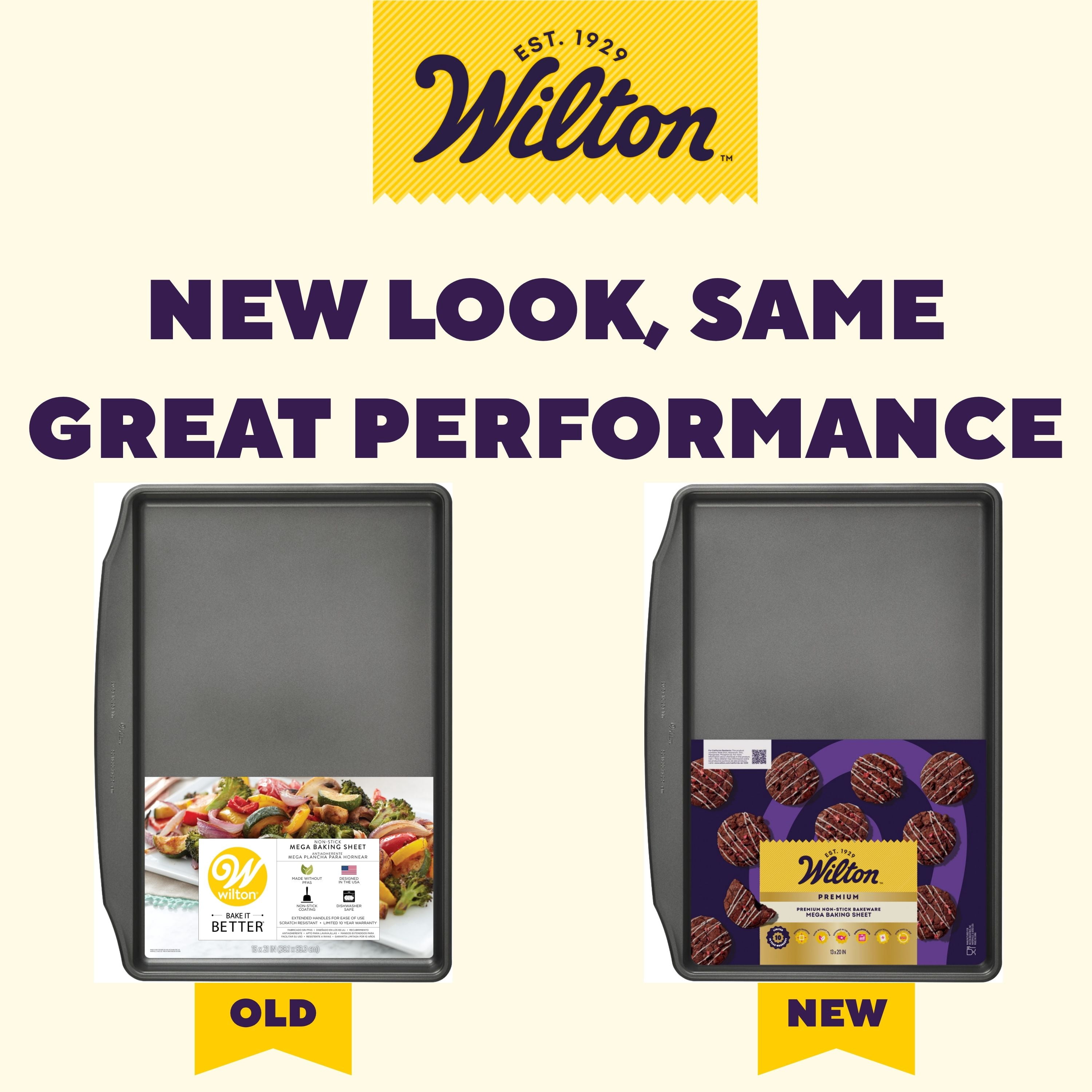 Wilton Premium Non-Stick Steel Cookie Sheet 13" x 20" Rectangular Baking Tray, Packaging May Vary