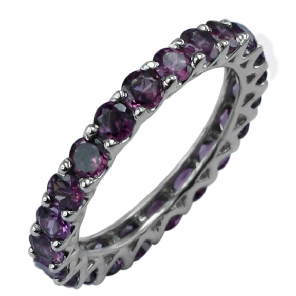 Carillon Eternity 2.76 Ctw Rhodolite Garnet 925 Sterling Silver Stackable Women Ring (Sterling Silver, 5)