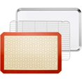 thumbnail image 1 of Bastwe Baking Sheet with Cooling Rack and Silicone Baking Mat, 20 Inch Stainless Steel Bakeware, Healthy & Nontoxic & Rustproof & Easy Clean & Dishwasher Safe, 1 of 4