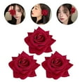 thumbnail image 2 of 3pcs Rose Flower Hair Clips Flower Barrettes Hairpins Flower Headdress for Women Girls, 2 of 10