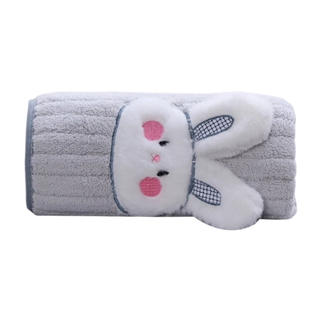 Tauxra 29.53X13.78In Coral Fleece Face Towel With Rabbit Patterns For Men Women Bathing Drying Hair