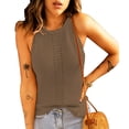 thumbnail image 2 of Camiseta sin mangas de punto para mujer, cuello redondo, Color puro, camisas sin mangas informales de verano para uso diario, 2 of 6