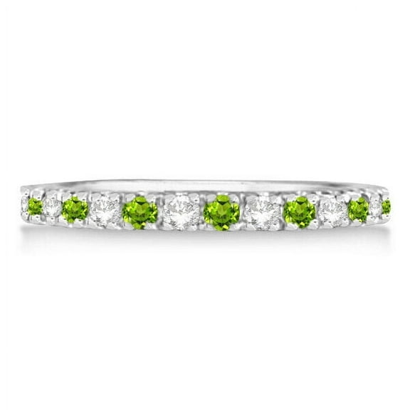 Peridot CZ Diamond Eternity Stackable Ring Band 925 Sterling Silver Gemstone Jewelry For Women Gift