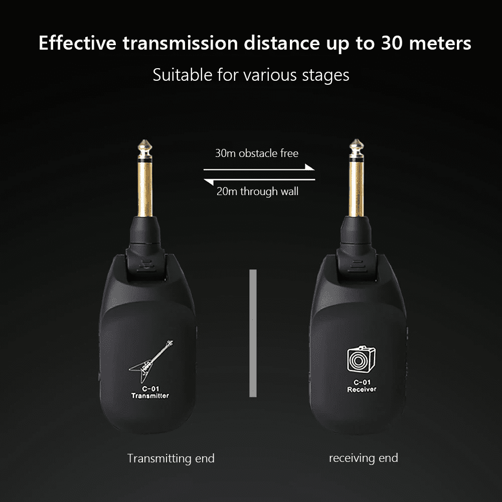 RIWPKFH C01 Wireless System Audio Transmitter Receiver Pickup USB Rechargeable Wireless System for Electric Guitar Bass Violin