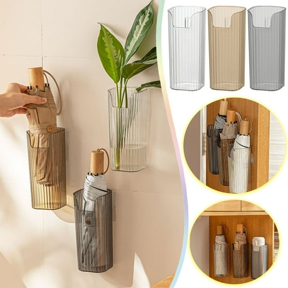 Fiudx Paragüero de Pared, Material Pet Transparente, Apertura En Forma de U para Fácil Acceso, Diseño Compacto, Almacenamiento En La Junta de La Puerta, Recolección de Agua, Organización Del Hogar, 1