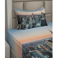 thumbnail image 2 of Ambesonne New York Fitted & Top Sheet Set with Sham, NYC Manhattan Skyline Dusk, Grey and Orange, 2 of 4