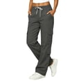 thumbnail image 2 of WULMLEO Cargo Pants for Women Wide Leg High Elastic Waist Y2K Pant Fall 2026 Casual Fall Plus Size Hiking Trousers with Pockets Dark Gray 2XL, 2 of 7