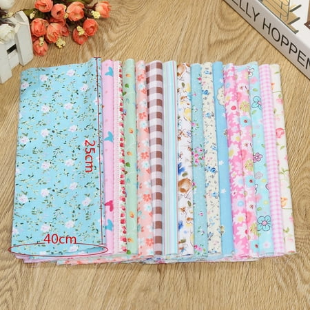 - 16pcs Multi-Colors Cotton Fabric Flower Floral Pattern Sewing Textile Material for DIY Patchwork Bedding Cloth