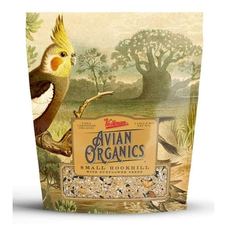 Volkman Avian USDA Certified Organic and Non GMO Bird Food for Cockatiels Lovebirds Parakeets and All Small Hookbills, with Sunflower Seeds 4#