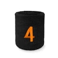 thumbnail image 2 of COUVER Embroidered Orange Number 4 Black Terry Cotton Athletic Wristbands 1 Pair (Mens), 2 of 11