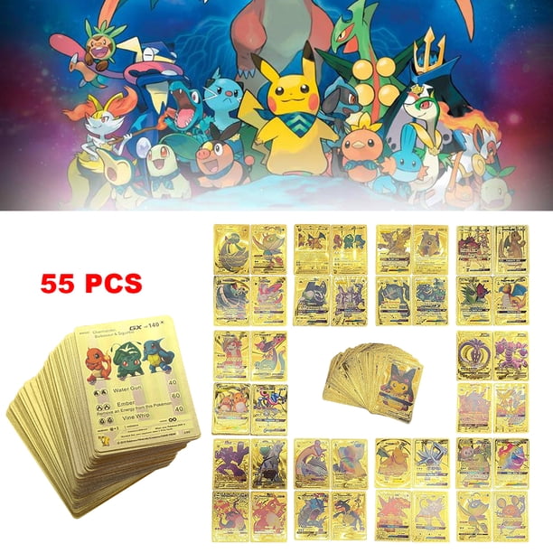 Tarjetas de papel de aluminio raras de Anime, tarjeta de papel de aluminio de monstruos de bolsillo surtidos para coleccionistas de fanáticos del juego Ndcxsfigh libre de BPA