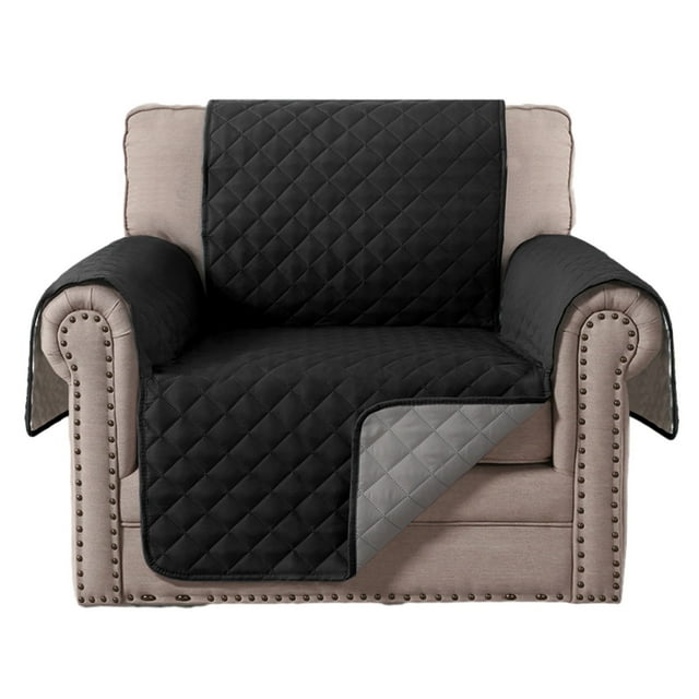 RoamHome Housse de Canapé Fauteuil Réversible Housse de Canapé Résistante à l'Eau Protecteur de Meubles avec Sangles Élastiques pour Animaux Enfants Chien Chat (Noir)