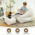 thumbnail image 2 of Aukfa Bean Bag Chair with Ottoman, Soft Fluffy Teddy Upholstered Pouf with Foot Rest for Living Room, White, 2 of 8
