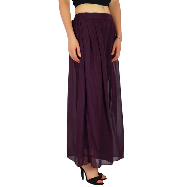 Bimba Pantalon Long Évasé Large Jambe Plissée Style Jupe pour Femmes