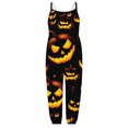 thumbnail image 4 of Gunia Toddler Girl Halloween Outfit Flannel Pumpkin Kids Suspender Romper Loose Harem Style Jumpsuit Festive Party Outfits Black 2-3 Years, 4 of 5