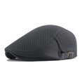 thumbnail image 1 of Gorros de malla de Newsboy para hombre, sombreros de pintores británicos, boinas transpirables de primavera y verano, gorra plana ajustable, boinas de Hip Hop, 1 of 4