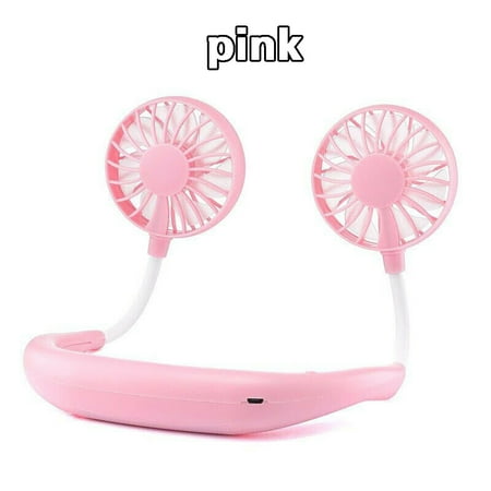 Gifts For Sports Fans Portable Fan, USB Mini Fan, Rechargeable Battery Operated Neckband Fan with 360 Degree Adjustment Head, Lazy Neck Hanging Dual Cooling Fan for Office Travel Outdoor Camping Sports ()