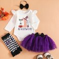 thumbnail image 2 of NOLDARES My First Halloween Baby Girl Outfit Pumpkin Embroidery Lapel Collar Long Sleeve Romper Baby Girl Halloween 3Pcs Outfit(Orange,2-3 Months), 2 of 9
