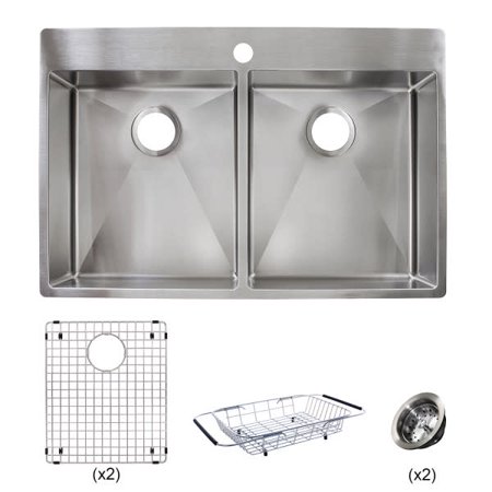Franke Hf3322 1kit Vector 33 7 16 Dual Mount Double Basin 18 Gauge Stainless Steel Kitchen Sink Sink Accessories Included