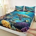 thumbnail image 3 of Feelyou 3D Sea Turtle Full Size Sheets, Ocean Sealife Bed Sheets, Marine Coral Sheet Sets, Super Cozy Bedroom Decor, 4-Piece, 3 of 7