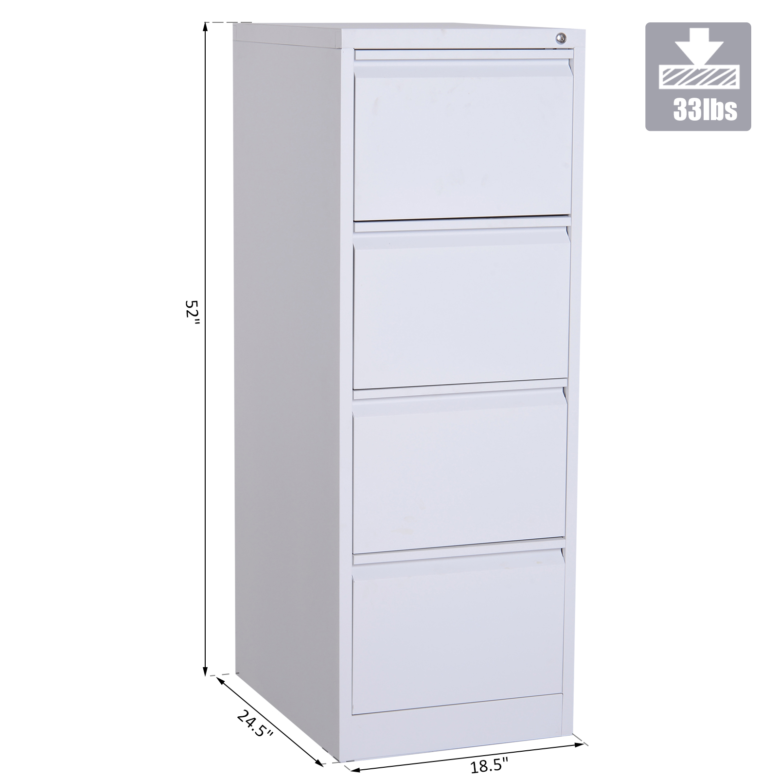 Metal 4 Drawer Vertical Locking Filing Cabinet White Walmart Com