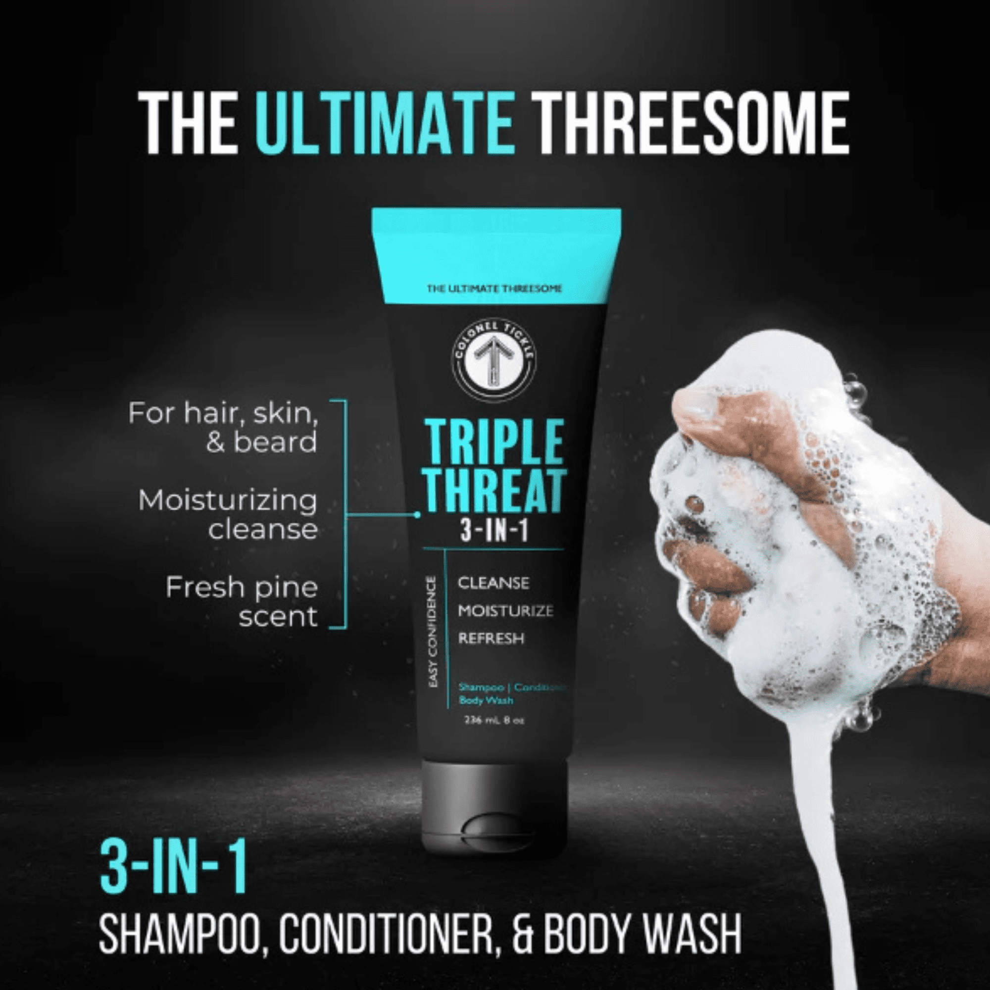 Colonel Tickle Head-to-Sack Tactical Swamp Cream, Face Wash & 3-in-1, 3 Piece Set