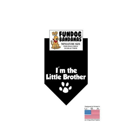 - MINI Fun Dog Bandana - I'm the Little Brother - Miniature Size for Small Dogs under 20 lbs, black pet scarf